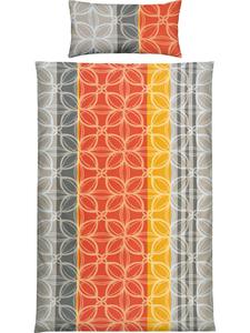 Односпальное трикотажное постельное белье оранжево-серого цвета Erwin Müller, 135x200 см + 40x80 см