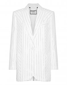 Блейзер Cady в тонкую полоску с кристаллами Philipp Plein, белый