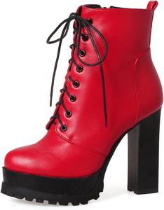 Женские классические ботильоны на платформе Scaoruki, 099 Red