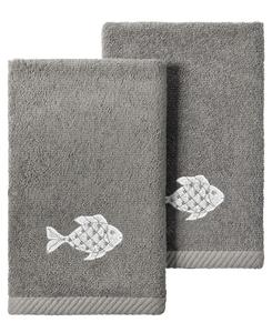 Набор из двух полотенец для рук из турецкого хлопка с вышивкой «Фиджи» Linum Home, цвет charcoal