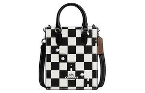 Сумка-шоппер N/S из искусственной кожи Мини женская с серебряной фурнитурой Черная/Белая/Бежевая COACH