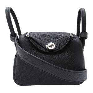 Кожаная портативная мини-сумка кроссбоди Lindy Clemence Bullock через плечо для женщин 89 Нуар черный HERMES