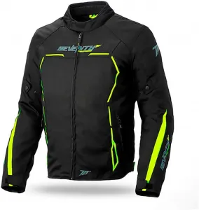 Мужская зимняя мотоциклетная куртка Seventy SD-JR65, черная с желтыми элементами, black/yellow