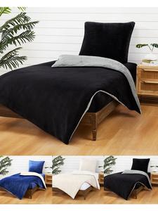 Jack Комплект постельного белья из двух предметов из плюшевого флиса, двусторонний, 135x200 см, двухцветный (черный/серый)