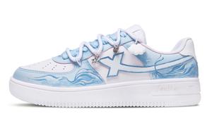 XTEP Кроссовки Air Force One с антискользящим покрытием, износостойкие, низкие, для скейтбординга, унисекс, светло-голубые