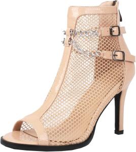 Женские ботильоны на шпильке с вырезами, летний дизайн с открытым носком, застежка-молния для смелого образа XIEPP, Apricot