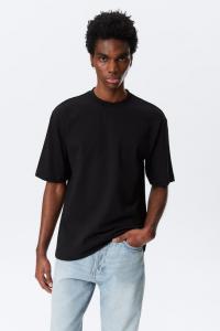 Свободная хлопковая футболка Weekday, черный