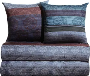 Комплект постельного белья Value Pack, 4 предмета, сине-коричнево-фиолетовый, 2 шт. 155x200 см + 2 шт. 80x80 см Erwin Müller