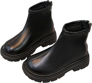 Детские ботильоны для девочек с боковой молнией, милым бантом, зимние снежные сапожки 2025 года, водонепроницаемые, с нескользящей подошвой, короткие, удобные, на массивной подошве, боевые ботинки Generic, A06 Black