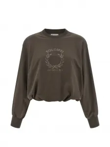 Свитшот с заниженной линией плеча и закрученными краями Brunello Cucinelli, коричневый