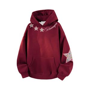 Толстовка Unisex Hooded Moderate Heavyweight HUANQIU, burgundy (fleece-lined)
