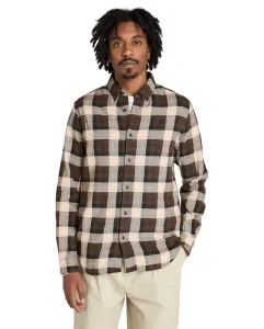 Мужская рубашка из фланели в клетку прямого кроя Timberland, коричневый