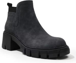 Женские ботильоны Stunner на платформе с модным массивным каблуком, ботинки Челси, противоскользящие боевые ботинки, Blue