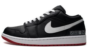Jordan Баскетбольные кроссовки Air 1 Meteor с антискользящим покрытием, низкие, износостойкие, винтажные, унисекс, черные, белые, красные
