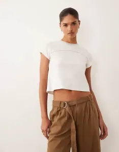 Белая футболка с контрастной окантовкой Mango Teen