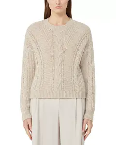 Свитер крупной вязки с круглым вырезом Crasso Max Mara Studio, бежевый