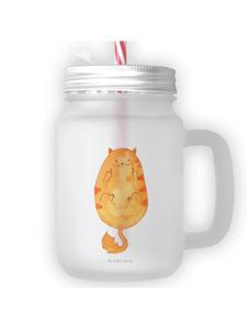 Стакан для питья в банке Мейсона с изображением среднего пальца кота, без слов, прозрачный Mr. & Mrs. Panda