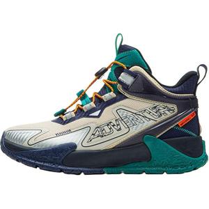 Детские противоскользящие амортизирующие поддерживающие кроссовки мид-топ для подростков LINING YOUNG, бежевый/синий