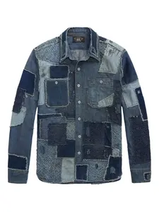 Джинсовая рубашка в технике пэчворк Ralph Lauren Rrl, синий