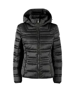 Черная короткая пуховая куртка из полиэстера со съемным капюшоном Yes Zee, черный