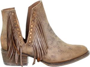 Corral Boots Женские ботинки Corral с бахромой и заклепками, круглый носок, повседневные, низкий каблук 1-2, коричневые