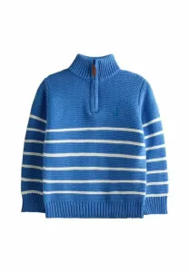 Джемпер в полоску с половинной молнией, стандартного кроя. Jojo Maman Bébé, Blue/Cream Stripe