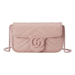 Сумка gg marmont super mini bag 'light pink leather' Gucci, розовый