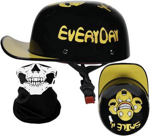 Полушлем YEATLM R03 Baseball винтажный, черный / желтый