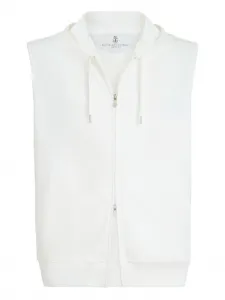 Бессвязная худи на молнии Brunello Cucinelli, белый