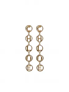Серьги с буквами и текстурой под молоток Chloé, золотистый