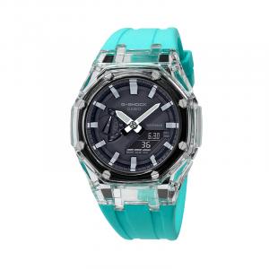 Часы Casio G-Shock Analog-Digital 2100 Series, арт. GA-2100-1A, голубой/черный