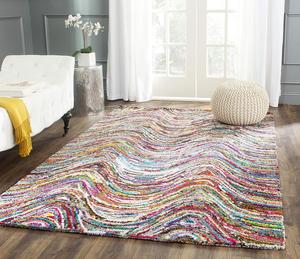 Ковер SAFAVIEH, 122 x 183 см, Nantucket Collection, Multi, ручной работы, бохо абстрактный, хлопковый, идеально для помещений с высокой проходимостью: прихожая, гостиная, спальня (NAN511A)