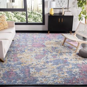 SAFAVIEH Mirage Collection ковер, 275 x 366 см, Navy & Rust, ручной работы современный абстрактный из шерсти и вискозы, идеален для помещений с высокой проходимостью в гостиной, спальне (MIR732N)