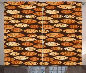 Штора ABAKUHAUS в деревенском стиле, эллиптические волнистые пятна, универсальные ленточные шторы для гостиной с петлями и крючками, 280 x 225 см, оранжево-коричневый цвет Abakuhaus