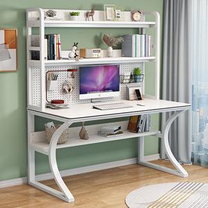 Компьютерный стол Xinmeikai с полками и перфорированной панелью, белая рама + белая полосатая перфопанель, 100x60x170 см