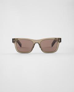 Солнцезащитные очки с культовой металлической табличкой Prada, коричневый