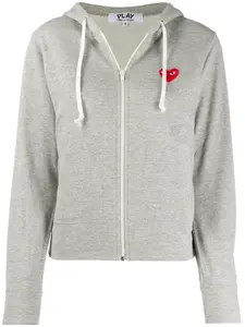 Худи на молнии с нашивкой Comme Des Garçons Play, серый