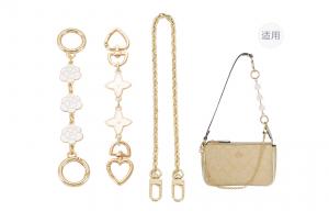 Lan Bao Fan Металлический ремешок для сумки из сплава модный женский золотистого оттенка, Gold-Tone Extender Chain (Camellia+Four-Leaf Clover+Decorative Chain)