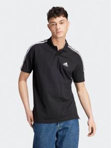 Поло regular fit Essentials Piqué Embroidered Small Logo 3-Stripes Polo Shirt IC9310 Adidas, черный