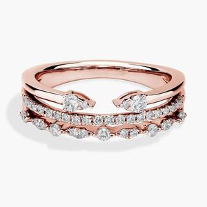 Кольцо с открытыми рядами бриллиантов из 18-каратного розового золота (1/3 карата, двойной огранки) Blue Nile