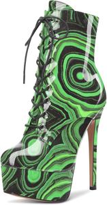 Женские ботильоны Castamere на высоком каблуке с платформой, шнуровкой, молнией, заостренным носком и каблуком-стилетто 6 дюймов, Green Vortex