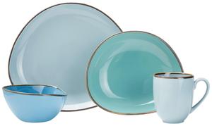 КОМПЛЕКСНЫЙ НАБОР SABBIA 24 ПРЕДМЕТА: синий, зеленый, сине-серый, бирюзовый, на 6 персон Novel, синий/зеленый/сине-серый