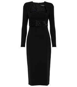 Шелковое платье миди, украшенное кристаллами Versace, Nero