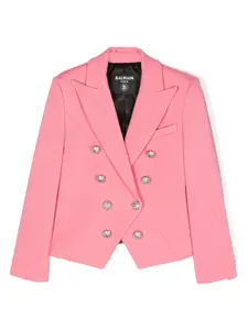 Двубортный блейзер с гравировкой Coin Balmain Kids, розовый