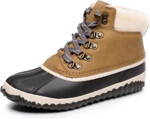 Женские водонепроницаемые зимние сапоги GAWBAW - теплые ботинки с искусственным мехом, шнуровкой, дутики по щиколотку, дождевые ботинки для женщин, Light Brown