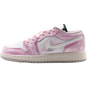 Air 1 Yue Qi нескользящие устойчивые к истиранию низкие детские баскетбольные кроссовки для подростков Jordan, розовый