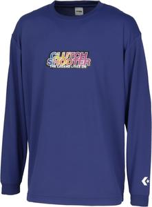 Баскетбольная футболка с длинным рукавом Converse CB252364L, с принтом, влагоотводящая, быстросохнущая, унисекс, темно-синий