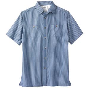 Мужская спортивная рубашка в полоску с короткими рукавами Kingsize в большую и высокую полоску KingSize, цвет Slate Blue Stripe