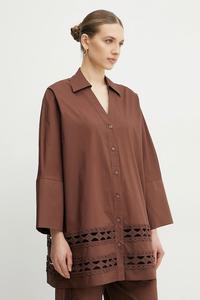 Хлопковая рубашка Twinset, коричневый