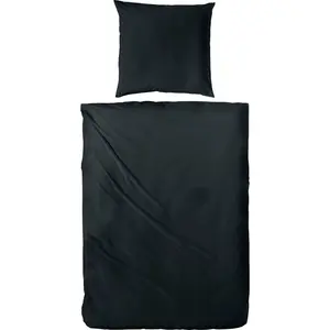 Постельное белье Primera» сатин Uni люкс в размере. 135x200, 155x220 или 200x200 см", постельное белье из хлопка, однотонное постельное белье на молнии, черный